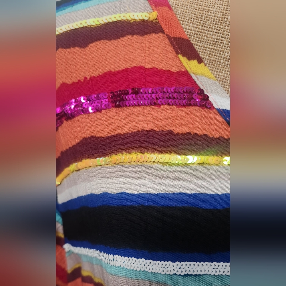 Soft Surroundings Multicolored Striped Embellishe… - image 5